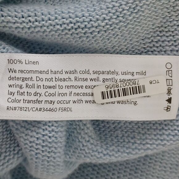 Eileen Fisher Sweater 100% Italian Linen Large Lightweight Drape Beachy Coastal - Picture 7 of 7
